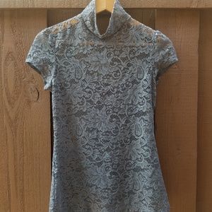 Express Lace Top with Mock Neck